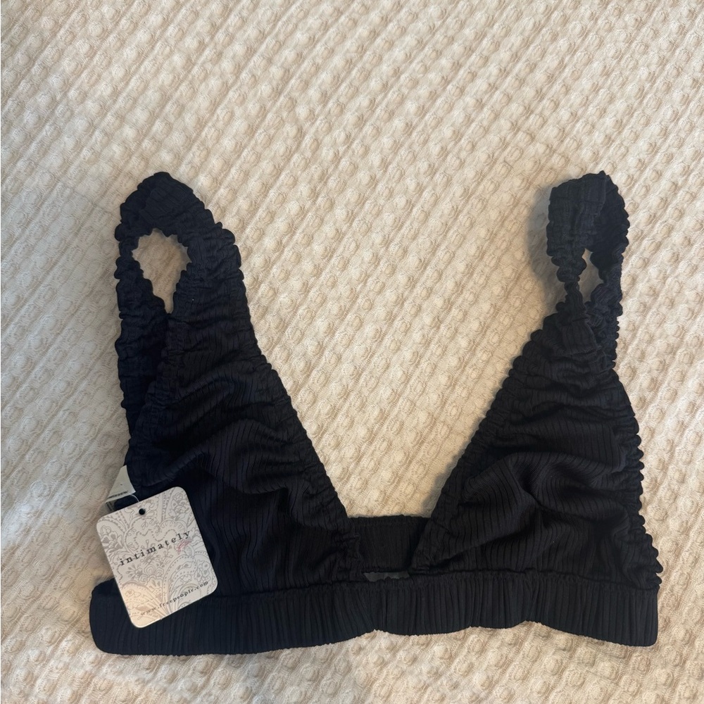 Free People Black Ruched Bralette